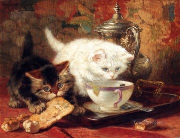 猫 Painting - ハイティーの動物猫ヘンリエット・ロナー・クニップ